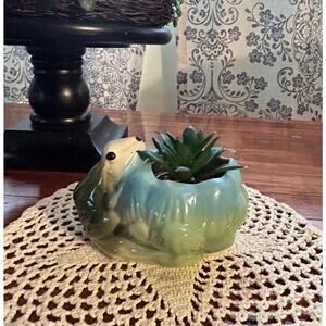Vintage 1940’s FAPCO Frog Lotus Flower Planter Fredericksburg Art Pottery USA